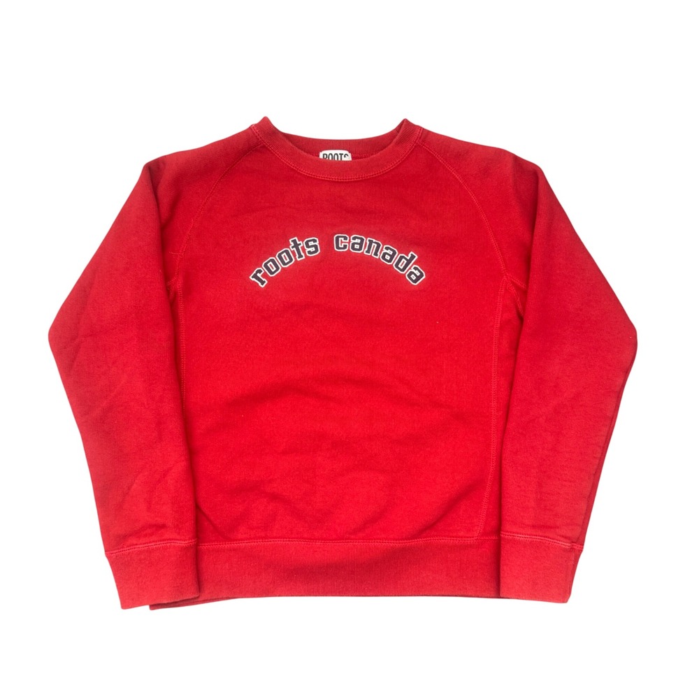 Roots Athletics Canada Sweatshirt Womens Medium Red Crewneck Raglan Pullover